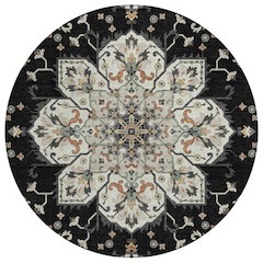 Machine Washable Indoor/Outdoor Chantille ACN2194 Black 8' x 8' Round Rug