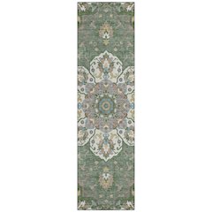 Machine Washable Indoor/Outdoor Chantille ACN2194 Green 2'3" x 7'6" Runner Rug