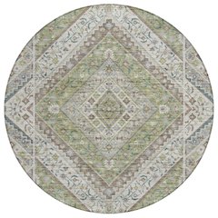 Machine Washable Indoor/Outdoor Chantille ACN2195 Aloe 8' x 8' Round Rug