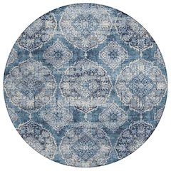 Machine Washable Indoor/Outdoor Chantille ACN2196 Denim 8' x 8' Round Rug