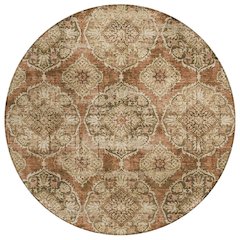 Machine Washable Indoor/Outdoor Chantille ACN2196 Paprika 8' x 8' Round Rug