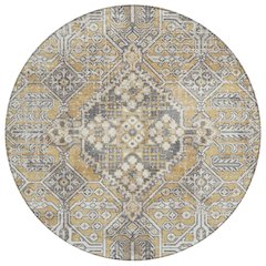 Machine Washable Indoor/Outdoor Chantille ACN2197 Gold 8' x 8' Round Rug