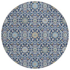 Machine Washable Indoor/Outdoor Chantille ACN2199 Navy 8' x 8' Round Rug