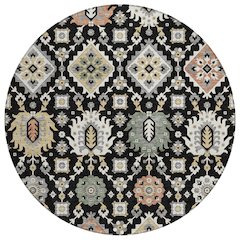 Machine Washable Indoor/Outdoor Chantille ACN2200 Black 8' x 8' Round Rug