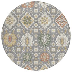 Machine Washable Indoor/Outdoor Chantille ACN2200 Gray 8' x 8' Round Rug