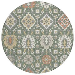 Machine Washable Indoor/Outdoor Chantille ACN2200 Green 8' x 8' Round Rug
