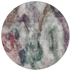 Machine Washable Indoor/Outdoor Chantille ACN2204 Green 8' x 8' Round Rug