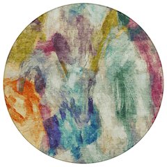 Machine Washable Indoor/Outdoor Chantille ACN2204 Sage 8' x 8' Round Rug