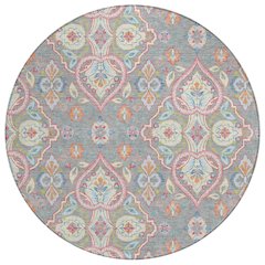 Machine Washable Indoor/Outdoor Chantille ACN2207 Gray 8' x 8' Round Rug
