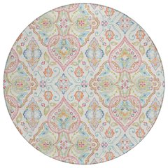 Machine Washable Indoor/Outdoor Chantille ACN2207 Ivory 8' x 8' Round Rug