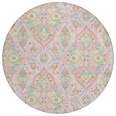 Machine Washable Indoor/Outdoor Chantille ACN2207 Pink 8' x 8' Round Rug