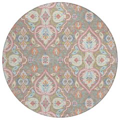 Machine Washable Indoor/Outdoor Chantille ACN2207 Taupe 8' x 8' Round Rug