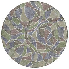 Machine Washable Indoor/Outdoor Chantille ACN2208 Green 8' x 8' Round Rug