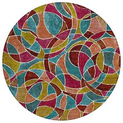 Machine Washable Indoor/Outdoor Chantille ACN2208 Merlot 8' x 8' Round Rug