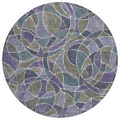 Machine Washable Indoor/Outdoor Chantille ACN2208 Purple 8' x 8' Round Rug