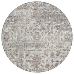 Machine Washable Indoor/Outdoor Chantille ACN2211 Taupe 8' x 8' Round Rug