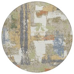 Machine Washable Indoor/Outdoor Chantille ACN2212 Ivory 8' x 8' Round Rug