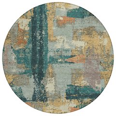 Machine Washable Indoor/Outdoor Chantille ACN2212 Seafoam 8' x 8' Round Rug
