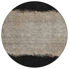 Machine Washable Indoor/Outdoor Chantille ACN2214 Black 8' x 8' Round Rug
