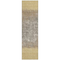 Machine Washable Indoor/Outdoor Chantille ACN2214 Gold 2'3" x 7'6" Runner Rug