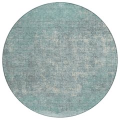 Machine Washable Indoor/Outdoor Chantille ACN2214 Teal 8' x 8' Round Rug