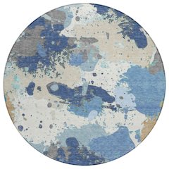 Machine Washable Indoor/Outdoor Chantille ACN2217 Denim 8' x 8' Round Rug