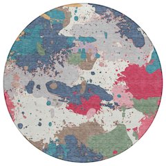 Machine Washable Indoor/Outdoor Chantille ACN2217 Ivory 8' x 8' Round Rug