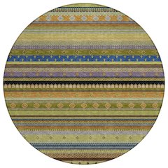 Machine Washable Indoor/Outdoor Chantille ACN2218 Olive 8' x 8' Round Rug