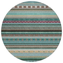 Machine Washable Indoor/Outdoor Chantille ACN2218 Teal 8' x 8' Round Rug