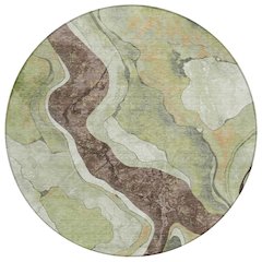 Machine Washable Indoor/Outdoor Chantille ACN2219 Aloe 8' x 8' Round Rug