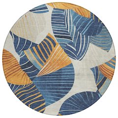 Machine Washable Indoor/Outdoor Chantille ACN2220 Navy 8' x 8' Round Rug