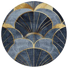 Machine Washable Indoor/Outdoor Chantille ACN2221 Navy 8' x 8' Round Rug