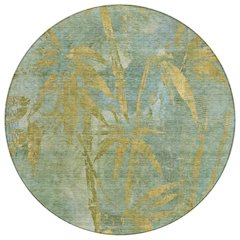 Machine Washable Indoor/Outdoor Chantille ACN2222 Green 8' x 8' Round Rug