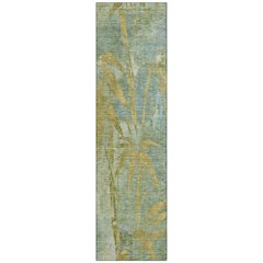 Machine Washable Indoor/Outdoor Chantille ACN2222 Green 2'3" x 7'6" Runner Rug