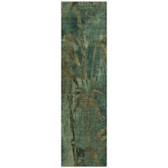 Machine Washable Indoor/Outdoor Chantille ACN2222 Green 2'3" x 7'6" Runner Rug