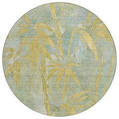 Machine Washable Indoor/Outdoor Chantille ACN2222 Green 8' x 8' Round Rug