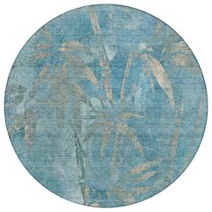 Machine Washable Indoor/Outdoor Chantille ACN2222 Blue 8' x 8' Round Rug