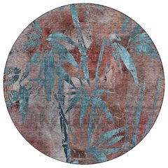 Machine Washable Indoor/Outdoor Chantille ACN2222 Orange 8' x 8' Round Rug