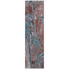 Machine Washable Indoor/Outdoor Chantille ACN2222 Orange 2'3" x 7'6" Runner Rug