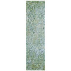 Machine Washable Indoor/Outdoor Chantille ACN2224 Green 2'3" x 7'6" Runner Rug