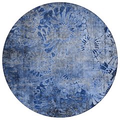 Machine Washable Indoor/Outdoor Chantille ACN2224 Blue 8' x 8' Round Rug