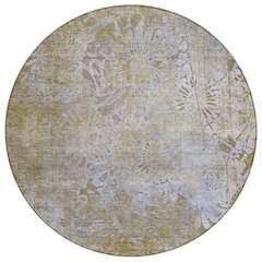 Machine Washable Indoor/Outdoor Chantille ACN2224 Gold 8' x 8' Round Rug