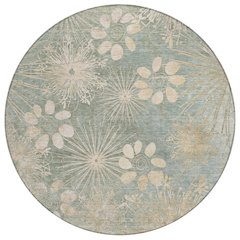 Machine Washable Indoor/Outdoor Chantille ACN2225 Green 8' x 8' Round Rug