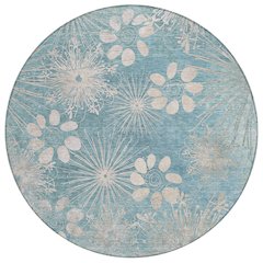 Machine Washable Indoor/Outdoor Chantille ACN2225 Blue 8' x 8' Round Rug