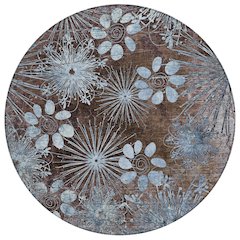 Machine Washable Indoor/Outdoor Chantille ACN2225 Brown 8' x 8' Round Rug