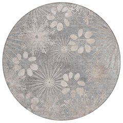 Machine Washable Indoor/Outdoor Chantille ACN2225 Gray 8' x 8' Round Rug