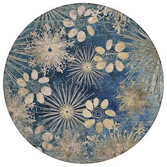 Machine Washable Indoor/Outdoor Chantille ACN2225 Blue 8' x 8' Round Rug