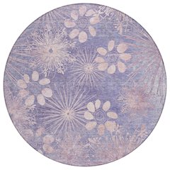 Machine Washable Indoor/Outdoor Chantille ACN2225 Purple 8' x 8' Round Rug