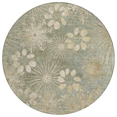 Machine Washable Indoor/Outdoor Chantille ACN2225 Green 8' x 8' Round Rug