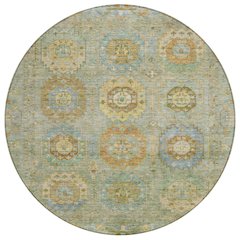 Machine Washable Indoor/Outdoor Chantille ACN2227 Green 8' x 8' Round Rug
